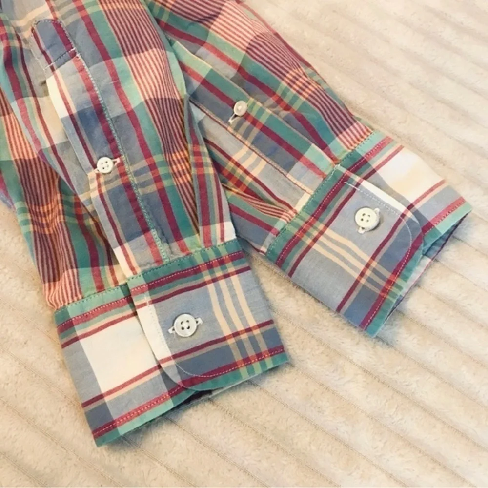 J Crew Slim Fit Grandpa Plaid Button Down Long Sleeve Collared Shirt Mens medium